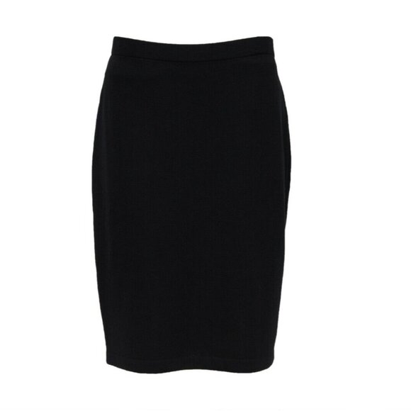 St. John Womens Midi Ribbed Skirt Size Medium Blue Wool Rayon Stretch Waist - Picture 1 of 9